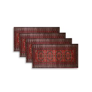 طقم سجاد سوبر تيماء برايم - 80x200 سم - 4 قطع - احمر واسود