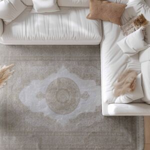 سجاد كلاسيك حرير لوليا تركي 400x300 سم - كريمي ومتعدد الالوان