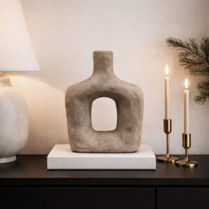 فازة سيراميك من مجموعه فلورا - 30 سم - بني