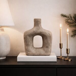 فازة سيراميك من مجموعه فلورا - 30 سم - بني