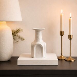 فازة سيراميك من مجموعه كورين - حجم صغير - كريمي