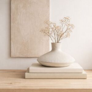 فازة سيراميك من مجموعة ليمار - حجم صغير - كريمي