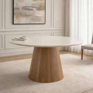 طاولة طعام دائرية من مجموعة نيرو - 4 اشخاص - بيج