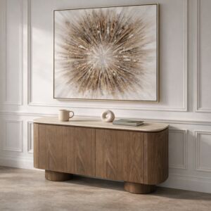 طاولة بوفيه من مجموعة لورا - 3 أبواب - بيج فاتح وبني