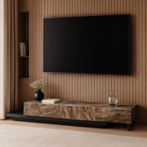 طاولة تلفزيون اشاتا - بني واسود