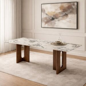 طاولة طعام من مجموعة أونيكس - 8 اشخاص - بني