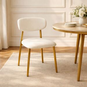 كرسي طعام هانا - كريمي وذهبي