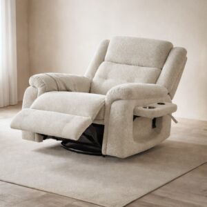 كرسي استرخاء ومساج دوار لوكسي - بيج