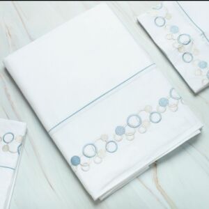 طقم غطاء سرير 200 غرزة 6 قطع بابلز - أبيض