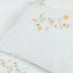 طقم غطاء سرير 200 غرزة 6 قطع باستل فلاور - أبيض