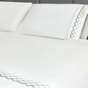 طقم غطاء سرير 200 غرزة 6 قطع واير - ابيض