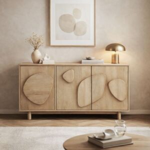 طاولة بوفيه 3 ابواب من مجموعة كايلا - بيج