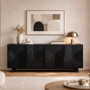 طاولة بوفيه خشب طبيعي رونا - اسود