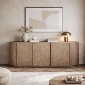 طاولة بوفيه لانو - سطح رخام طبيعي - بني ورمادي