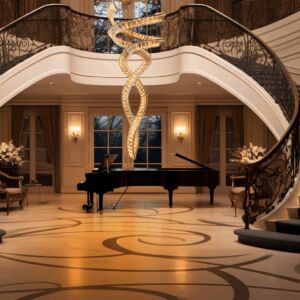 ثريا كريستال نيوكلاسيك للدرج 510 سم - فضي