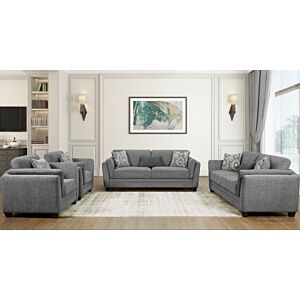 طقم كنب جيرو 4 قطع  -  رمادي