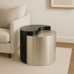 طاولة جانبية قطعتين يوري - اسود وفضي