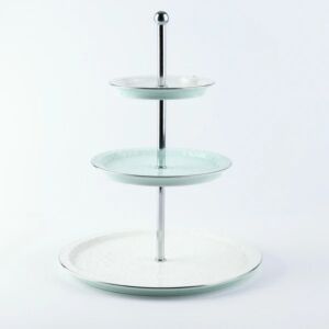 حامل كيك وحلويات ستاند 3 طبقات من اصالة - ازرق وفضي