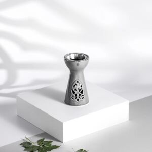 مبخرة بورسلان من نقش - رمادي وفضي