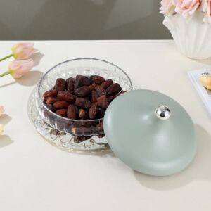 تمرية كبيرة زجاج من جوار - اخضر وفضي