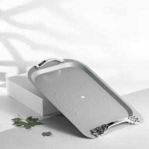 صينية تقديم فاخرة من نقش - رمادي وفضي