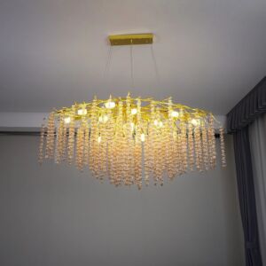 ثريا 120 سم ذهبي مع شفاف مع عسلي