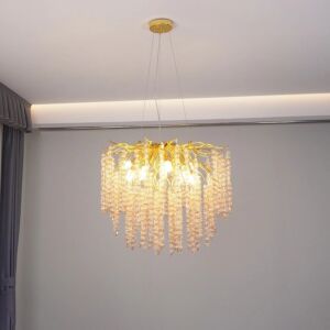 ثريا علاقي مودرن شكل شفاف عسلي تصميم راقي وفاخر E14x6 لمبة - ذهبي