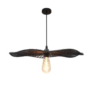 انارة معلقة 2 متر خيزران اسود E27x1L قطر 50 سم