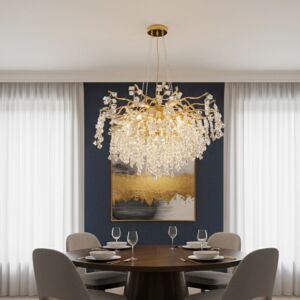 ثريا قروش مودرن 80 سم - ذهبي وشفاف