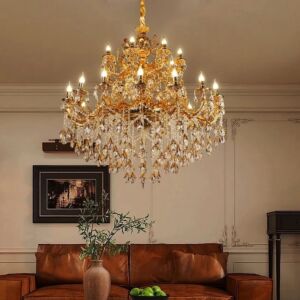 ثريا دائري دورين شمعدان - ذهبي وبني