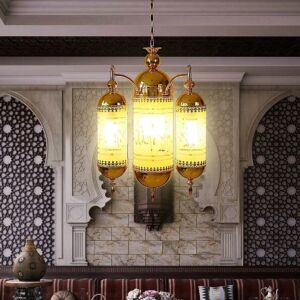 ثريا اسلامي كريستال مساجد ثلاثي - ذهبي