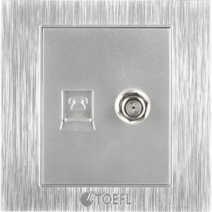 فيش منفذ هاتف تليفون مع دش - فضي