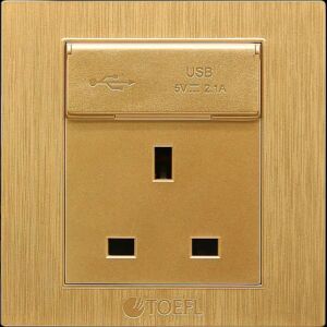 فيش ثلاثي مع منفذ يو اس بي لون ذهبي قولد توفل