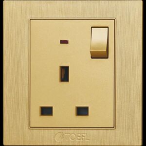 فيش ثلاثي مع مفتاح 13 امبير لون ذهبي قولد توفل