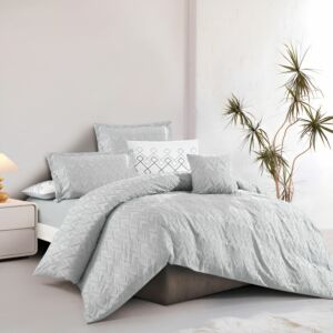 طقم لحاف كوين سادة مطرز ستريم لايف 5 قطع تالا - رمادي