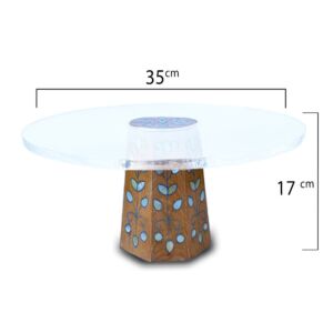 ستاند كيك اكريلك مطعم صدف سوري قطر 35 سم - خشبي غامق