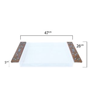 صينية بلكسي مطعمة صدف سوري - خشبي فاتح