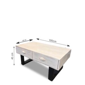 طاولة قهوة اندستيريل - لون ابيض