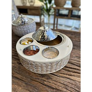 طقم حافظة طعام و 3 زبديات غراس - أبيض