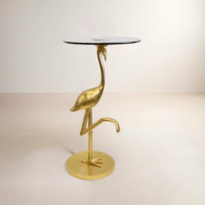 طاولة جانبية جامايكا مجسم فلامنجو بوجهية زجاج - ذهبي