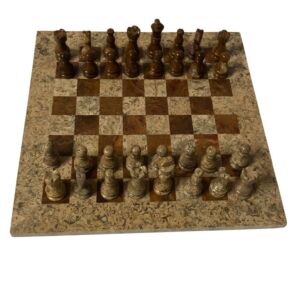 تحفة شطرنج رخام طبيعي دلارا - بني وعسلي