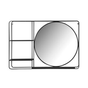رفوف جدارية ومرآة لارين - أسود