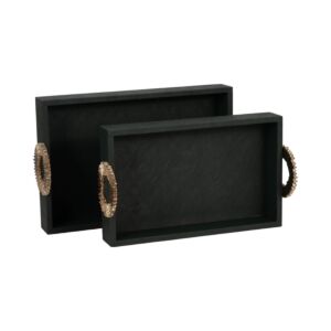 طقم صواني فيراز - 2 قطعة - اخضر وذهبي