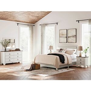 طقم غرفة نوم منجد 6 قطع لاجميري - ابيض