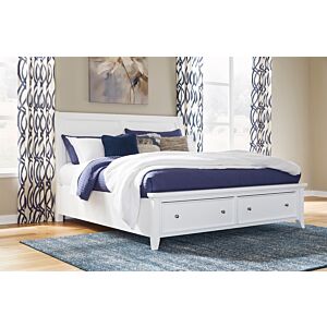 سرير كوين ترولاني تخزين - ابيض