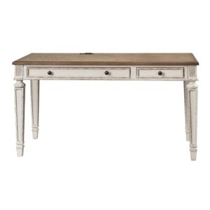 طاولة مكتب ريالين - ابيض وبني