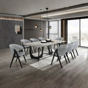 طاولة طعام هانا 8 اشخاص - رمادي