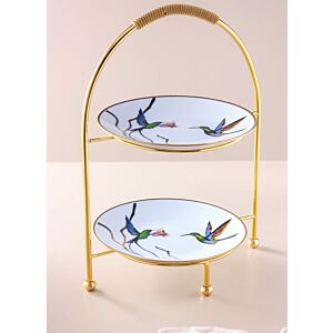 حامل كيك وحلويات طبقتين بلو بيردز - كبير