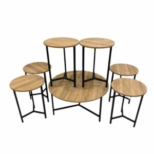 طقم طاولة قهوة وطاولات جانبية 7 قطع تشيلو - بني