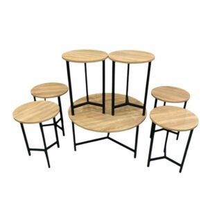 طقم طاولة قهوة وطاولات جانبية 7 قطع تشيلو - بيج